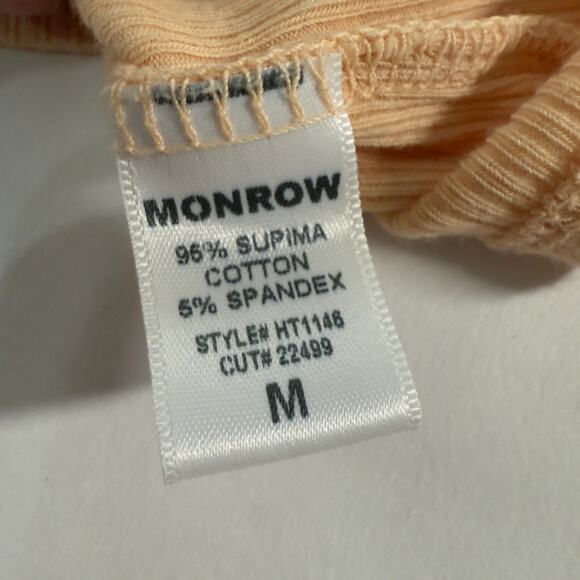 Monrow M Womens Rib Polo Henley Desert Mist Collared Short Sleeve 90s - Picture 9 of 9